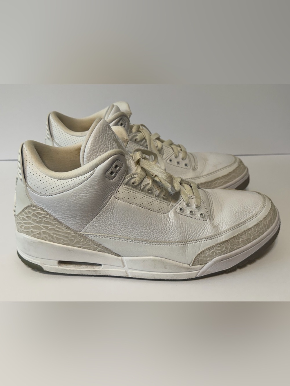 Air Jordan 3 Retro “Pure White” 2018 Size 14 Leather Sneakers 136064-111